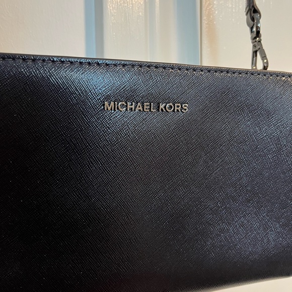 Michael Kors Jet Set Travel Large Convertible Leather Crossbody- Blue - Picture 7 of 9